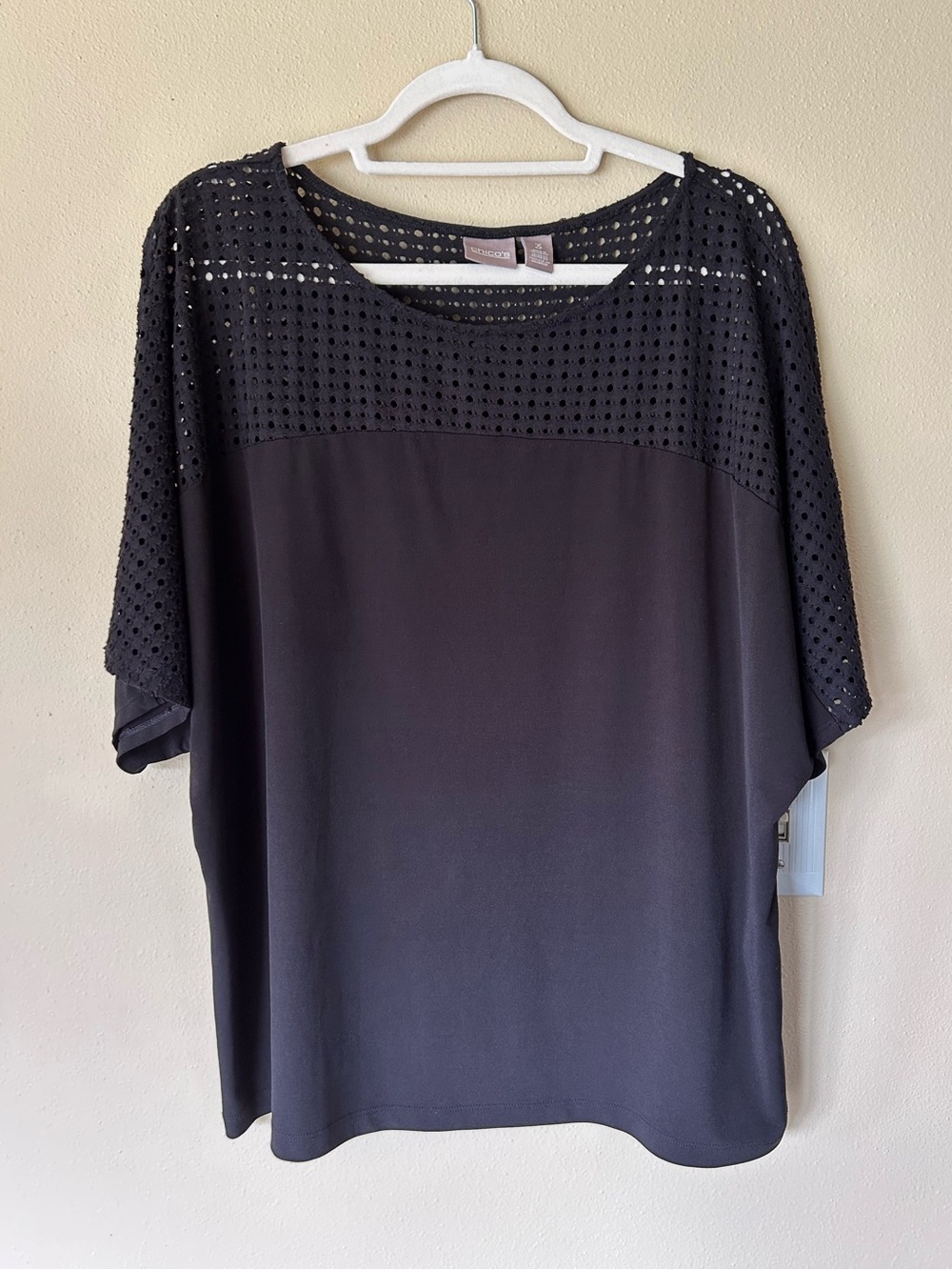 Chico’s | Black Eyelet Mesh Blouse